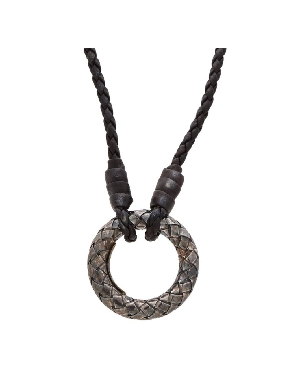 Bottega Veneta Intrecciato Pendant Glass Holder Leather 925 Sterling
